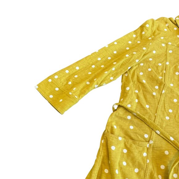Boden Bright Yellow Polka Dot Dress Button-Down w/ Belt 3/4 Sleeve Size 8R Women - Picture 3 of 12